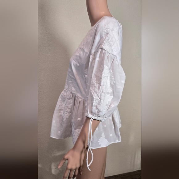 Ted Baker London white balloon sleeve embroidered blouse size 3 Usa 🇺🇸 Size 8 - Picture 3 of 10